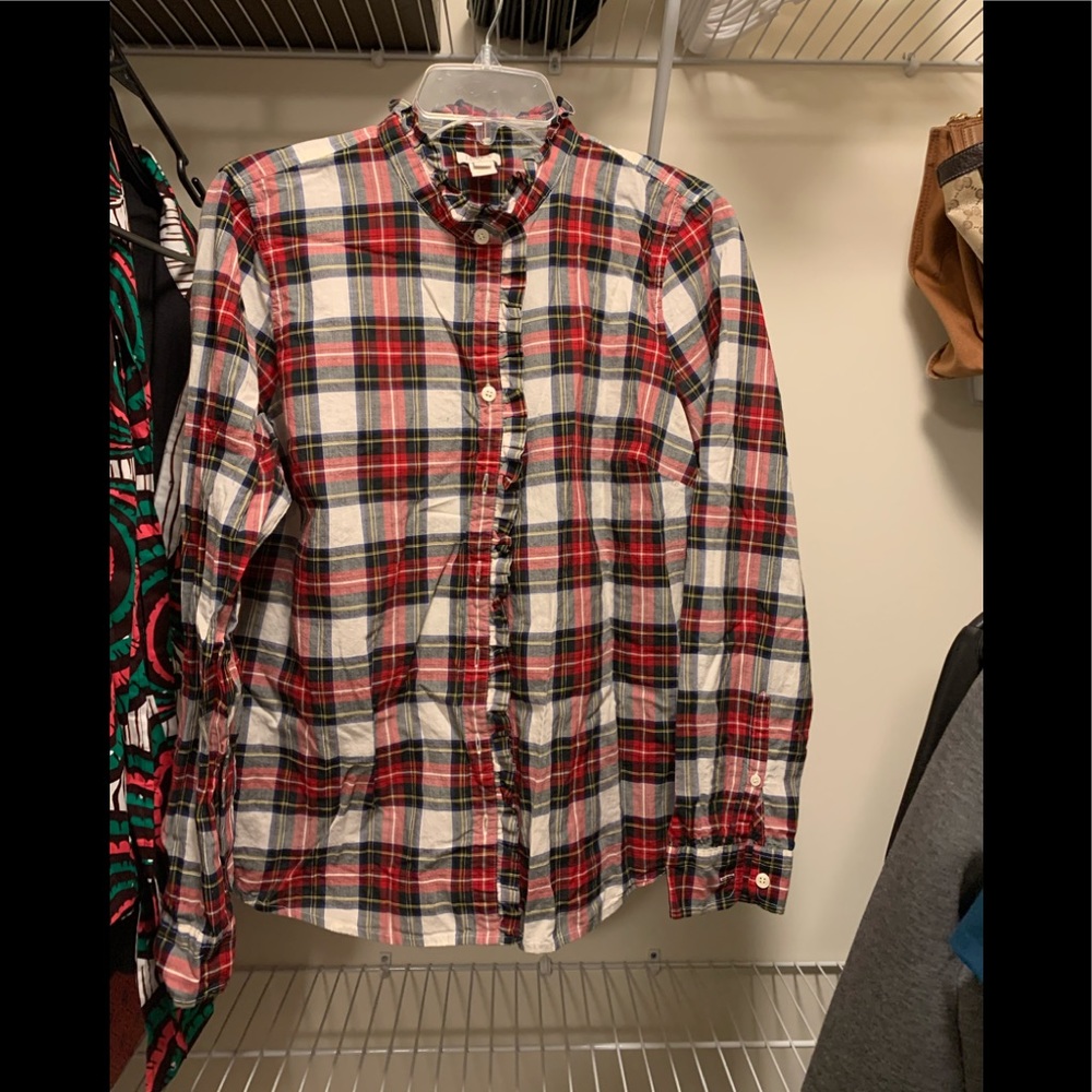 Ruffled plaid shirt